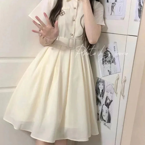 Load image into Gallery viewer, Autumn Kawaii School Dress Soft Girls Mori Sweet Lolita Embroidery Student Party Mini Short Dresses
