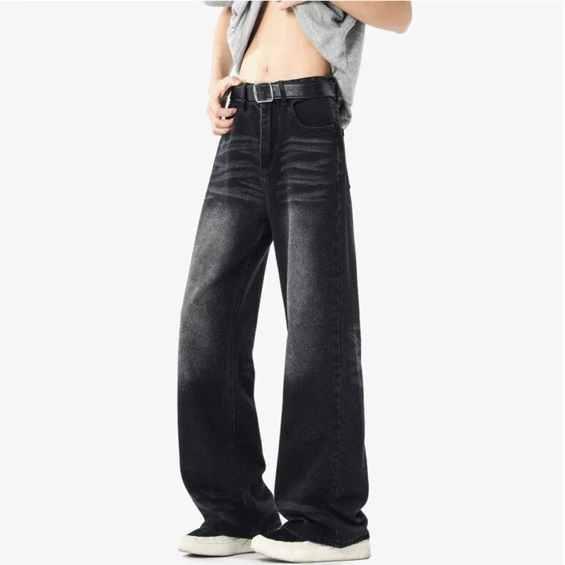 Men's Jeans Straight Wide Leg Trendy Gradient Color Tide New American Style High Street Male Summer Clothing 2025 9W1853