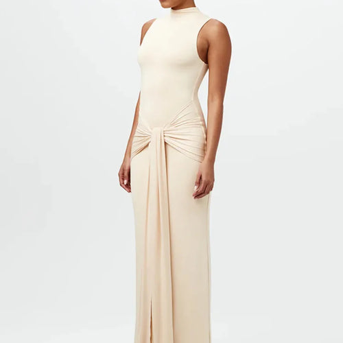 Load image into Gallery viewer, Elegant Sleeveless Bodycon Lace Up Party Evening Dress Women Autumn/Winter New2025 Slim Vestido Elastic Tight Clothing
