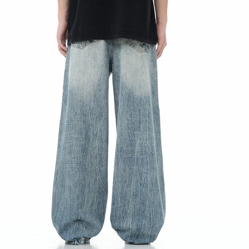 Load image into Gallery viewer, Lightning Men&#39;s Denim Trousers Zipper Worn-out High Street Straight Wide Leg Male Cargo Pants 2024 Autumn Chic 9C8842
