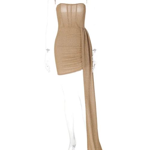 Load image into Gallery viewer, Elegant Strapless Lace-up Mini Dress For Women Robe 2023 New Off-shoulder Sleeveless Ruched Party Short Dress Vestido
