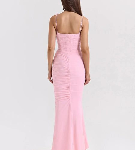 Bow Spaghetti Strap Sexy Maxi Dress For Women Gown Elegant Off-shoulder Sleeveless Backless Evening Club Party Dress