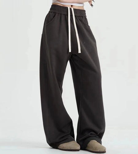 Men's Sweatpants Casual Elastic Waist Pants American Street Style Straight Leg Trendy  Loose Solid Color Menwear 9W1739