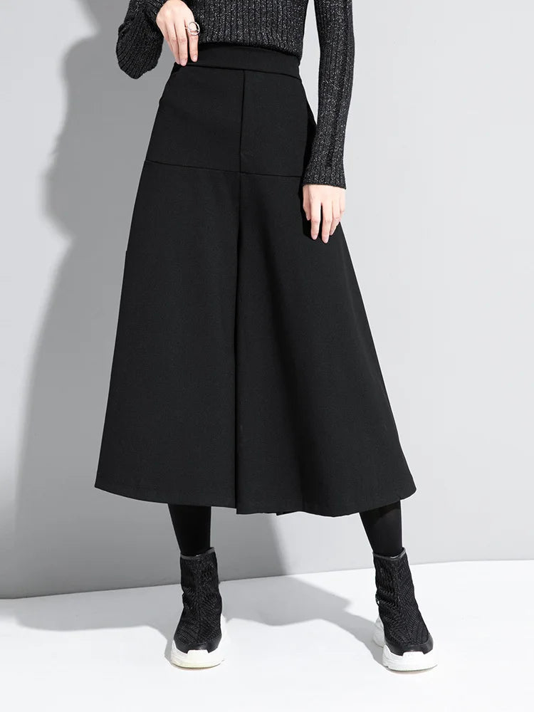 High Elastic Waist Black Brief Long Wide Leg Trousers New Loose Fit Pants Women Fashion Tide Spring Autumn 2025 1DA610