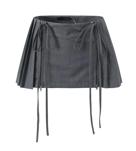 Summer High Waist Skirts A Line Pleated Skirt Mini Gray Student Clubwear Casual Women's Clothing