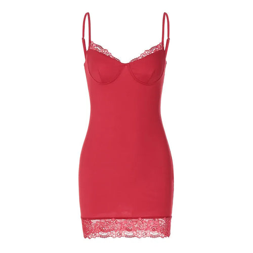 Load image into Gallery viewer, Spaghetti Strap Lace Sexy Mini Dress For Women Red Off-shoulder Strapless Sleeveless Backless Slim Fit Bodycon Dress
