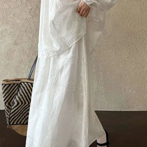 Load image into Gallery viewer, Lace Big Size Shirt Half-body Skirt Two Pieces Suit New Round Neck Long Sleeve Women Fashion Spring Autumn 2025 1DJ0062
