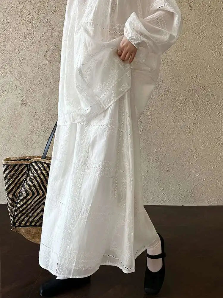 Lace Big Size Shirt Half-body Skirt Two Pieces Suit New Round Neck Long Sleeve Women Fashion Spring Autumn 2025 1DJ0062