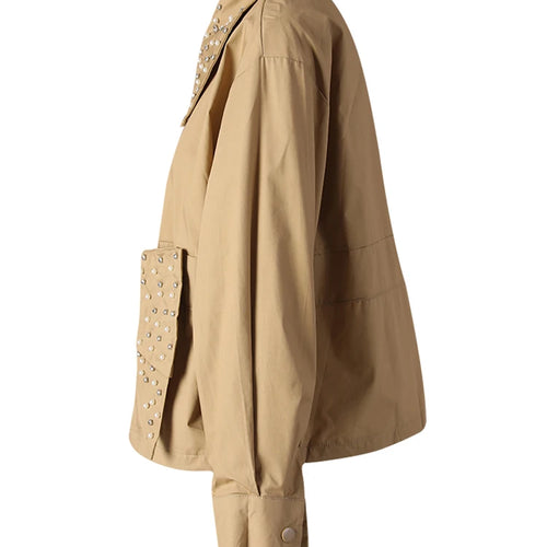 Load image into Gallery viewer, Women Pink Color Pearl Rhinestones Big Size Blouse New Lapel Long Sleeve Shirt Fashion Tide Spring Autumn 2025 CPG3257
