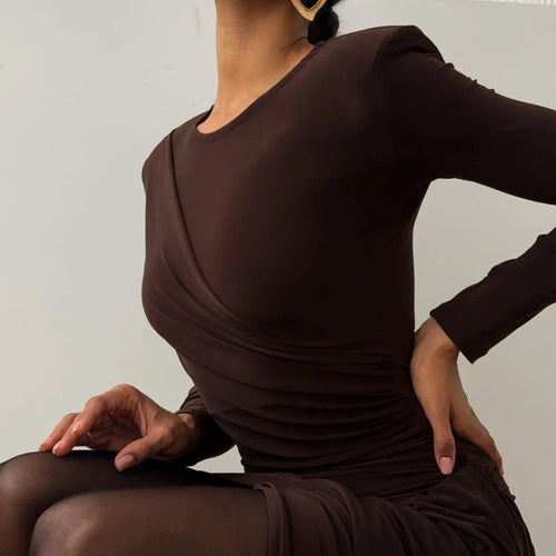 Load image into Gallery viewer, Elegant Long Sleeved Elasticity Tight Right Angled Shoulder Irregular Dress Women Party Evening Dress 2025 Spring New
