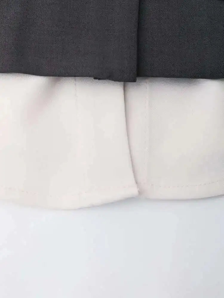 Gray Color-block Jacket Half-body Skirt Two Pieces Suit New Lapel Long Sleeve Women Fashion Spring Autumn 2025 CPG1298