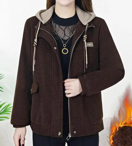 Korean Autumn Winter Black Brown Velvet Thick Zipper Short Coat For Women 2024 Popular Trend Red Loose Casual Hooded Tops Jacket