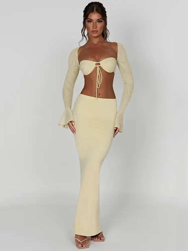 Thickened Fabric Sexy Maxi Skirt Women 2023 Autumn Winter New Solid High Waist Skinny Club Party Long Skirt Elegant