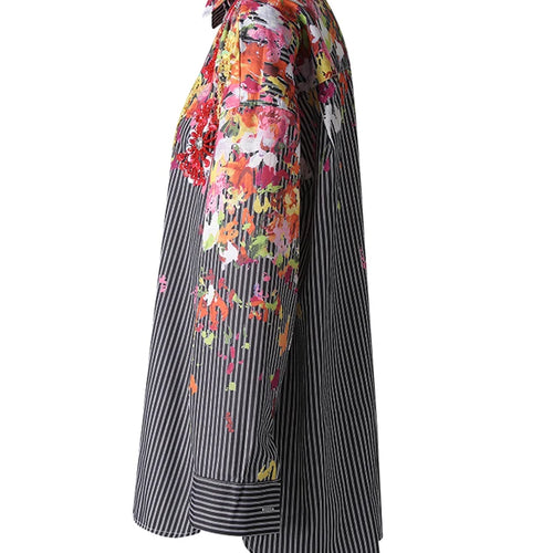 Load image into Gallery viewer, Women Black Striped Pattern Printed Big Size Blouse New Lapel Long Sleeve Shirt Fashion Tide Spring Autumn 2025 29L9965

