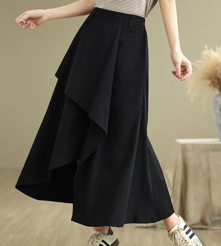 Korean Fashion Black Grey Elegant Irregular Long Skirt Women Brown High Waist Festival Skirts Spring Summer Ladies New Casual