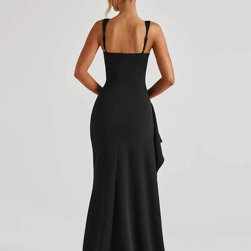 Load image into Gallery viewer, Black Backless Sexy Maxi Dress For Women Gown Spaghetti Strap Sleeveless Thigh High Split Club Evening Long Dress
