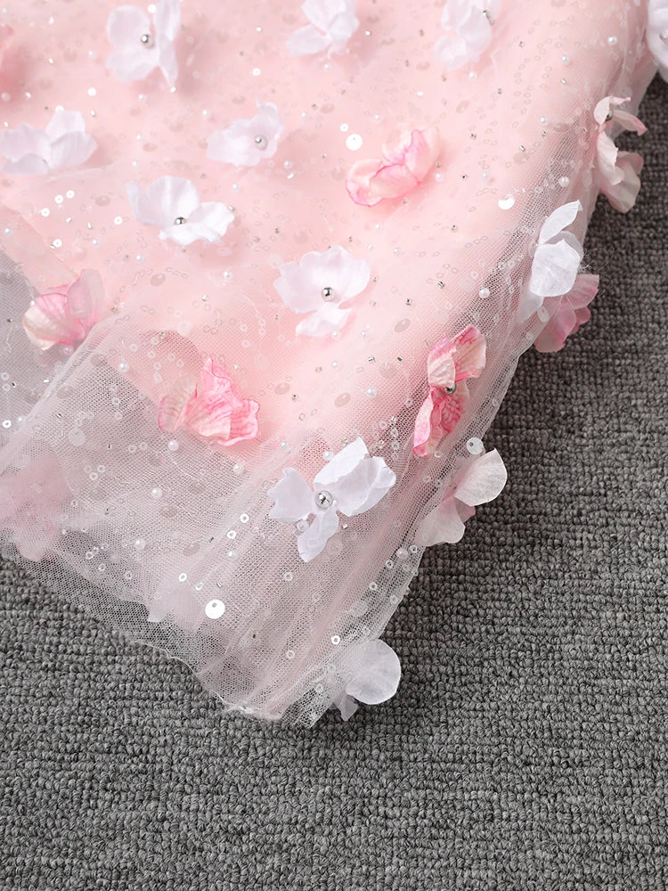 Women Three-dimensional Flower Rhinestones Mini Strapless Dress New Sleeveless Fashion Tide Spring Autumn 2025 CPG2978