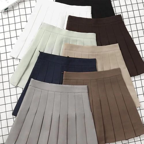 Load image into Gallery viewer, Brown Skirt Ladies 2025 Summer Clothes Women&#39;s High Waist Harajuku Korean Style Black Mini Pleated Skirt For School Girl Uniform
