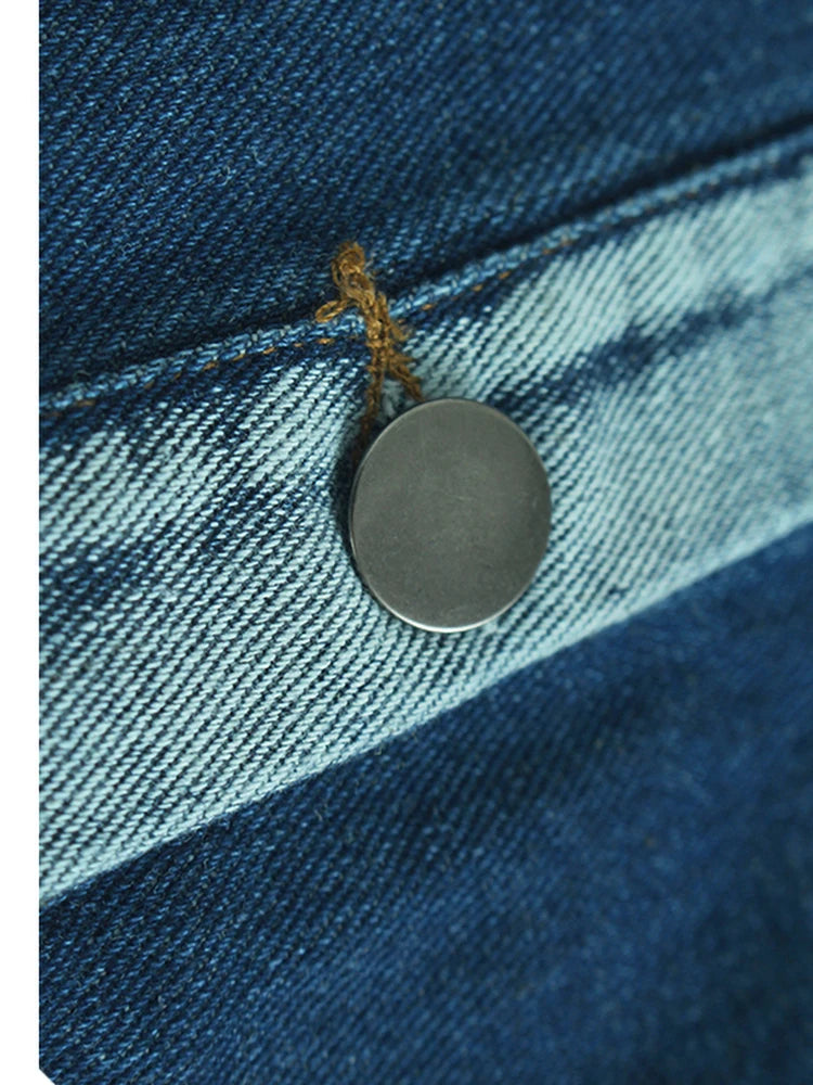 Women Black Denim Burr Mesh Spliced Big Size Vest Dress New Lapel Sleeveless Fashion Tide Spring Autumn 2025   1DJ1352