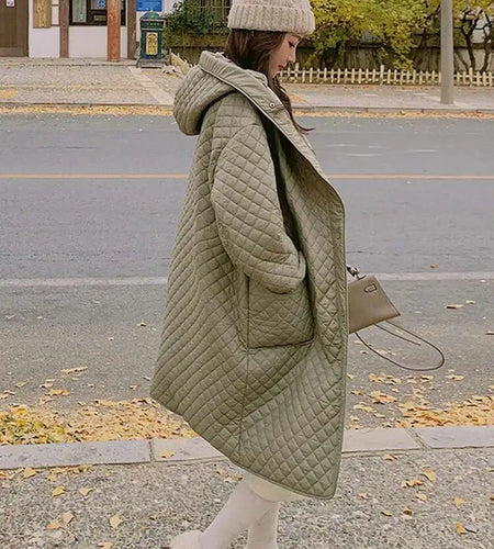 Army Green Big Size Keep Warm Hooded Cotton-padded Coat Long Sleeve Women Parkas Fashion New Autumn Winter 2025 1DH8601