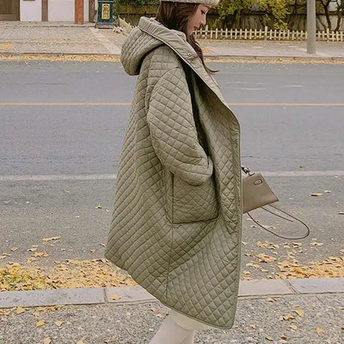 Load image into Gallery viewer, Army Green Big Size Keep Warm Hooded Cotton-padded Coat Long Sleeve Women Parkas Fashion New Autumn Winter 2025 1DH8601
