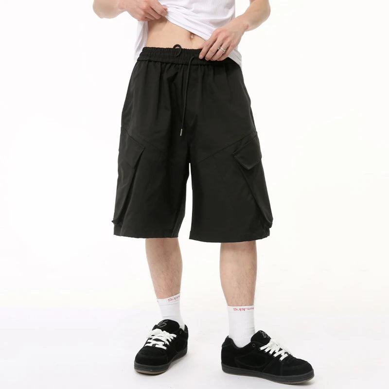 American Style Men's Casual Shorts Three-dimensional Slant Pocket Cargo Pants Summer Loose Straight Men Bottoms 9C6475