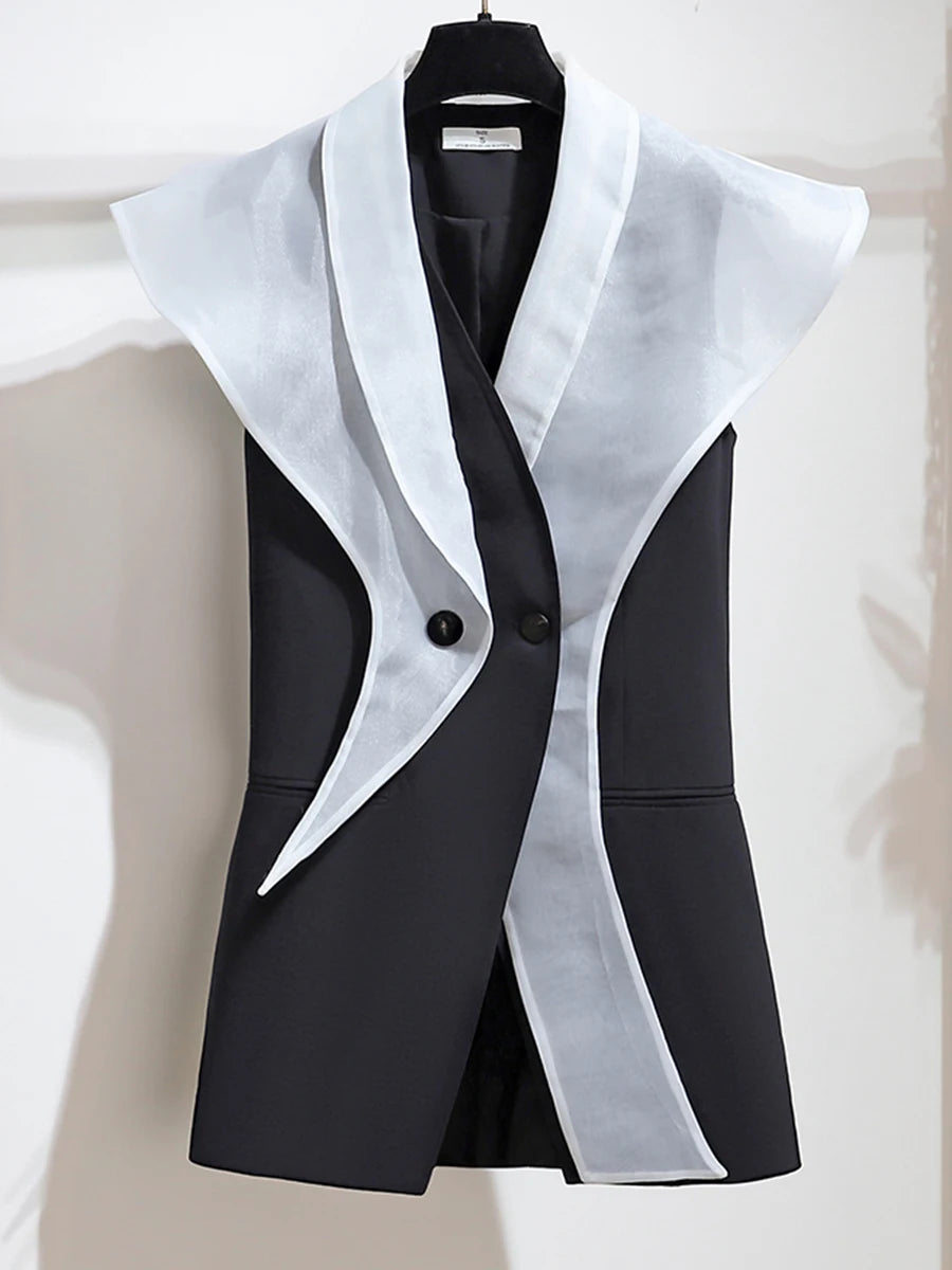 Hit Color Slimming Waistcoats For Women V Neck Sleeveless Tunic Temperament Coats Female Fashion Style Clothes New