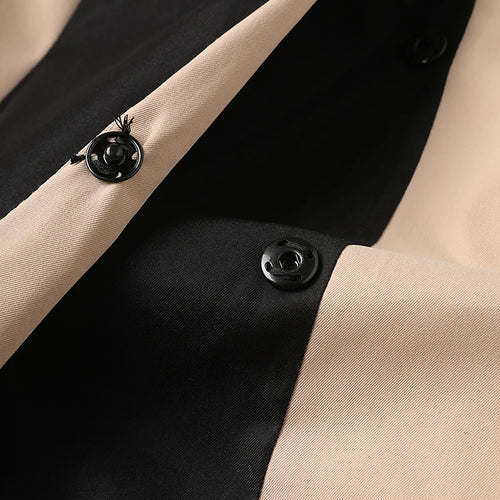 Load image into Gallery viewer, Women Khaki Color-block Elegant Slim Trench New Lapel Long Sleeve Windbreaker Fashion Tide Spring Autumn 2025 2W1922
