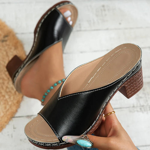 Load image into Gallery viewer, Women&#39;s Sandals Summer 2025 Heels Sandalias Mujer Peep Toe Woman ShoesCSummer Footwear Women Heeled Slippers Luxury Heeled Shoes
