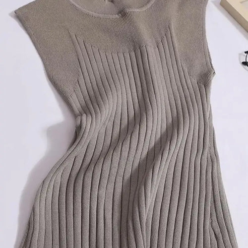 Load image into Gallery viewer, Korean Women Solid Striped Round Neck Knitted Vest 2024 Summer Sleeveless Basic Pullover Tank Tops Versatile Streetwear clothes
