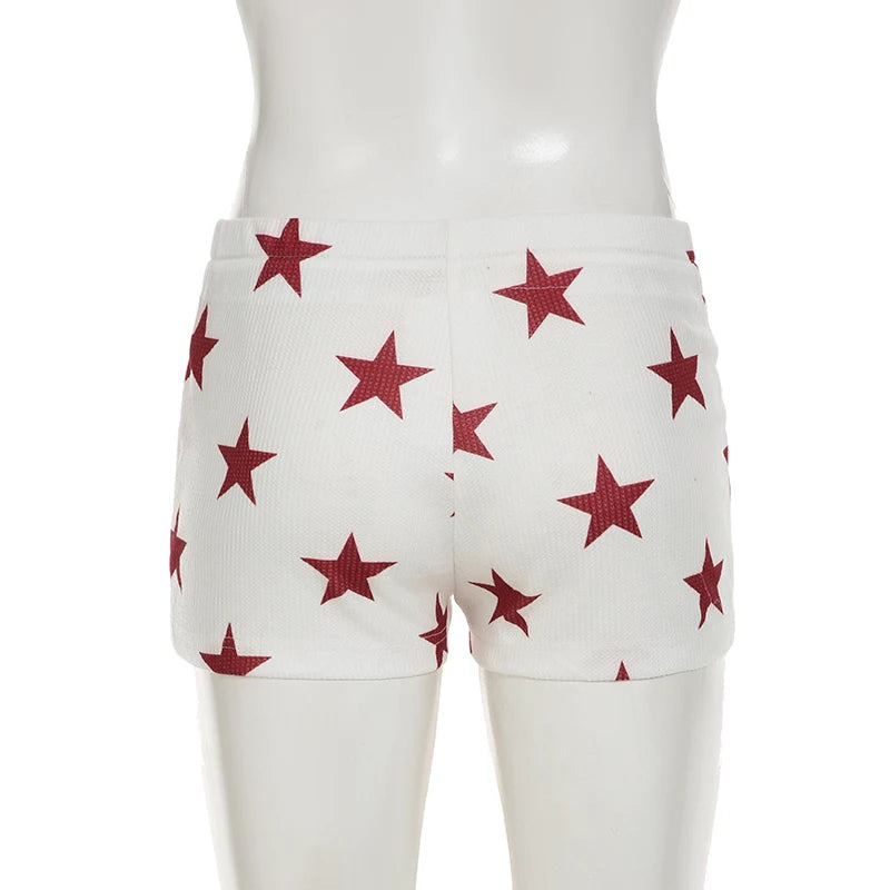 Casual Pentagram Printed Drawstring Micro Shorts Women Summer Slimming Mini All Match Mini Bottoms Y2K Aesthetic New