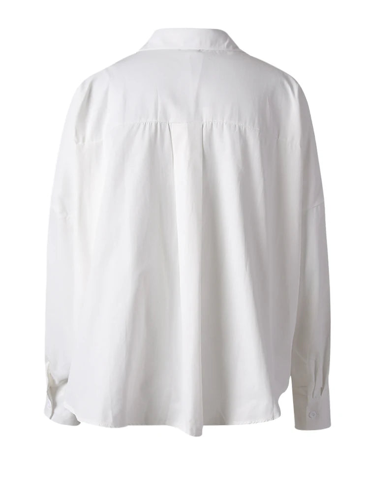 Women White Pleated Shaped Elegant Big Size Blouse New V-neck Long Sleeve Shirt Fashion Tide Spring Autumn 2025 CPG3185