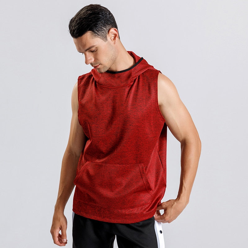 Mens Sport Sleeveless Sweatshirt Gym Training Hoodies Tank Clothing Male Fitness Shirts Tops Bodybuilding Singlet Workout Vest