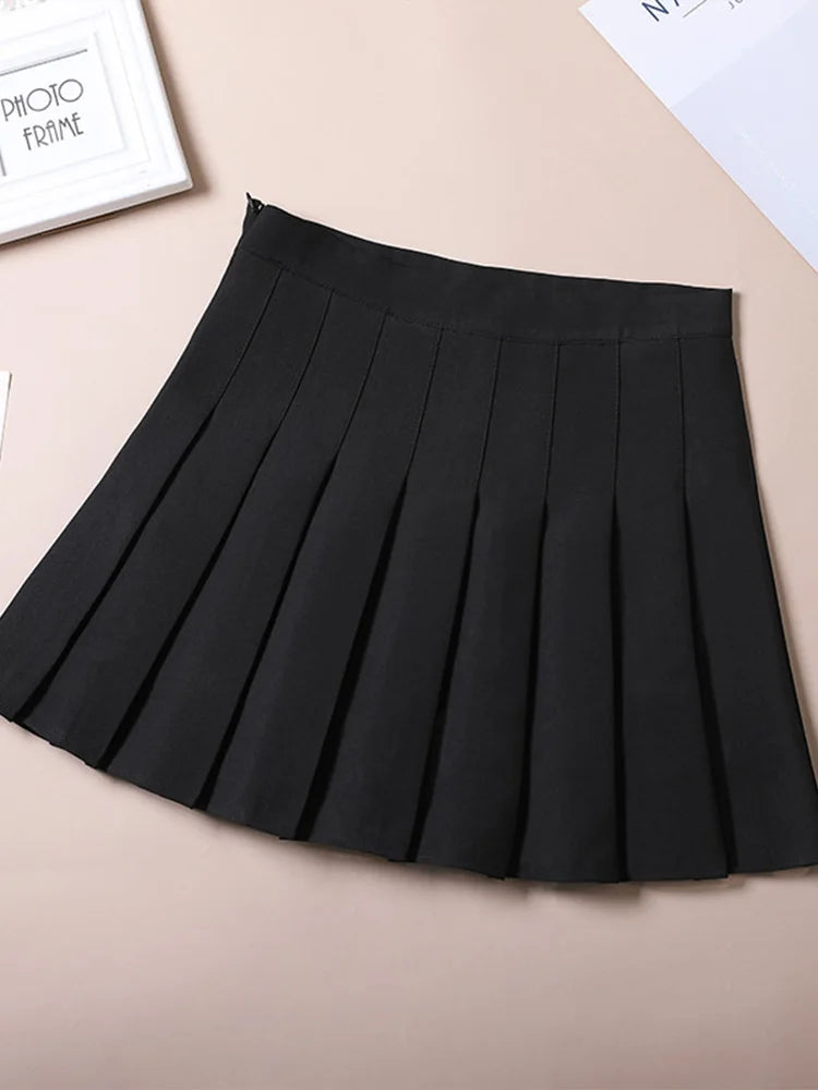Brown Skirt Ladies 2025 Summer Clothes Women's High Waist Harajuku Korean Style Black Mini Pleated Skirt For School Girl Uniform