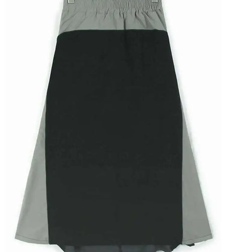 High Elastic Waist Gray Color-block Long A-line Casual Half-body Skirt Women Fashion Tide New Spring Autumn 2025 1DH8094