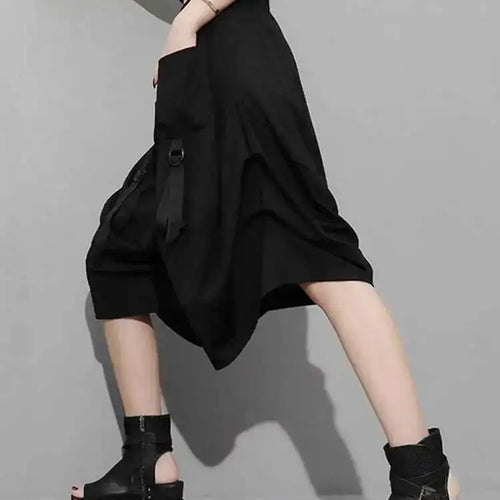 Load image into Gallery viewer, High Elastic Waist Black Pockets Bandage Wide Leg Pants New Loose Fit Trousers Women Fashion Spring Summer 2025 1DF4794
