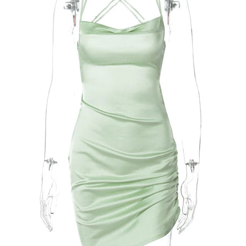 Load image into Gallery viewer, Satin Bodycon Backless Dress Women Solid Spaghetti Strap Dress Women Spring Casual Hollow Out Skinny Evening Vestidos
