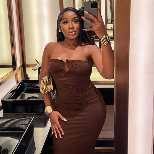 Load image into Gallery viewer, Off-shoulder Strapless Sexy Maxi Dress For Women Solid Sleeveless Backless Bodycon Club Party Sexy Long Dress Elegant
