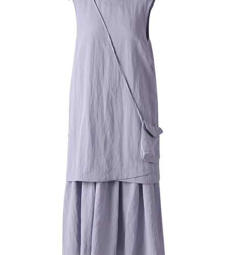 Women Light Purple Irregular Spliced Big Size Vest Dress New Round Neck Sleeveless Fashion Tide Spring Summer 2025 CPG3083