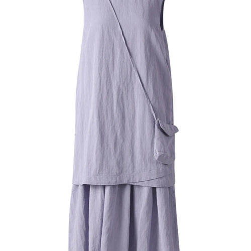 Load image into Gallery viewer, Women Light Purple Irregular Spliced Big Size Vest Dress New Round Neck Sleeveless Fashion Tide Spring Summer 2025 CPG3083
