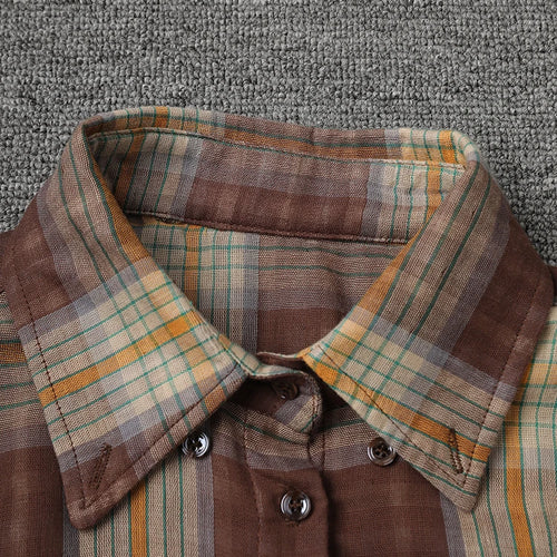 Load image into Gallery viewer, Women Plaid Vintage Back Button Big Size Casual Blouse New Lapel Long Sleeve Shirt Fashion Tide Spring Autumn 2025 26C1723
