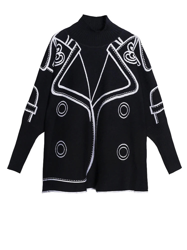 Both Side Wear Big Size Knitting Sweater Turtleneck Long Sleeve Women Pullovers New Fashion Autumn Winter 2025 1DE3629