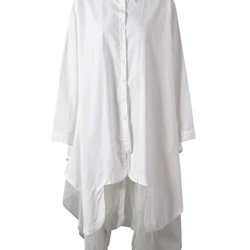 Load image into Gallery viewer, Women Black Irregular Hem Big Size Shirt Dress New Lapel Long Sleeve Loose Fit Fashion Tide Spring Autumn 2025 1DE2485
