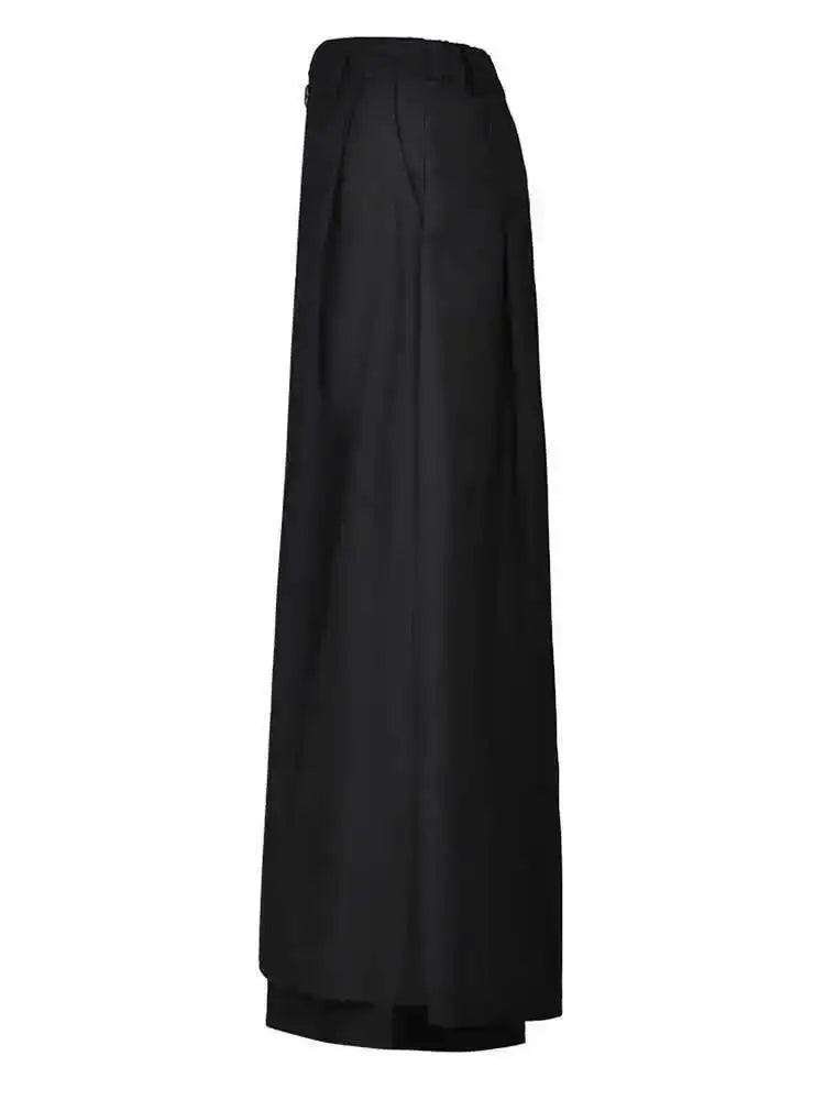High Waist Black Pleated Double Layers Wide Leg Pants New Loose Fit Trousers Women Fashion Tide Spring Autumn 2025 1DF8559