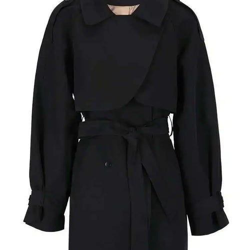 Load image into Gallery viewer, Women Gray Belted Big Size Trench New Lapel Long Sleeve Loose Fit Windbreaker Fashion Tide Spring Autumn 2025 CPG0586
