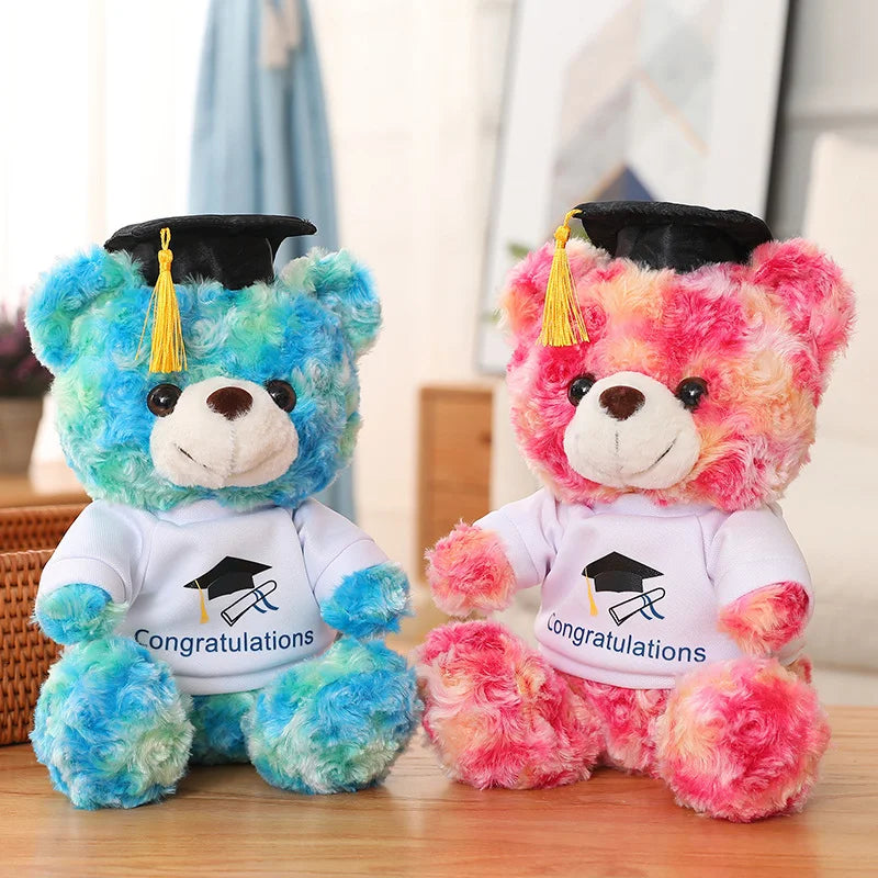 23-28cm Cute Dr. Bear Plush Toy Stuffed Soft Colorful Kawaii Teddy Bear Animal Dolls Graduation Birthday Gifts For Kids Girls