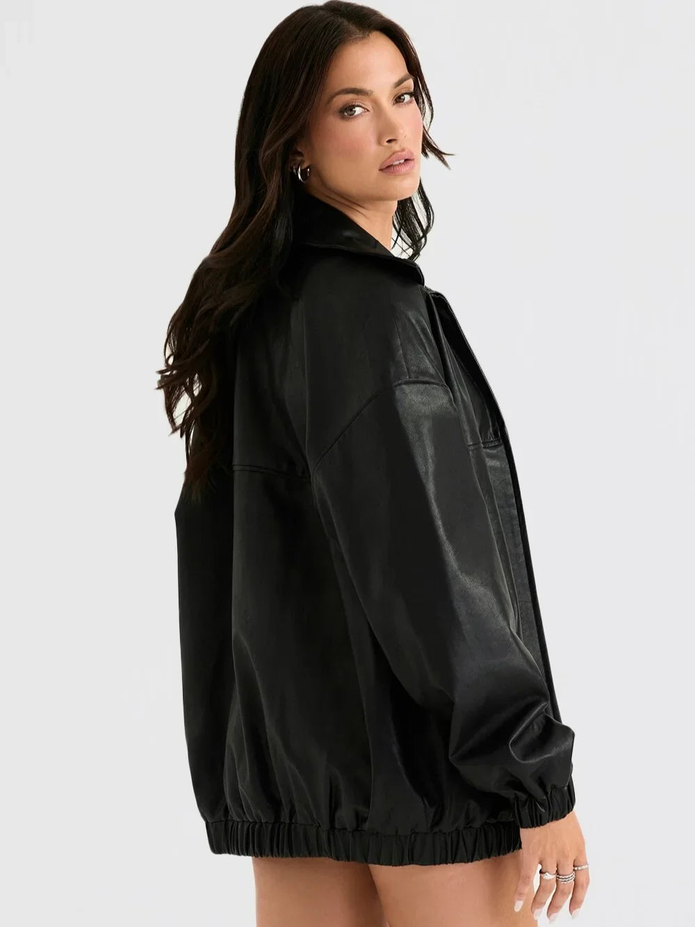 Black Leather Jacket, Autumn Retro Trendy Brand, High Street Spicy Girl High-end Jacket Winter Clothes Women 2024