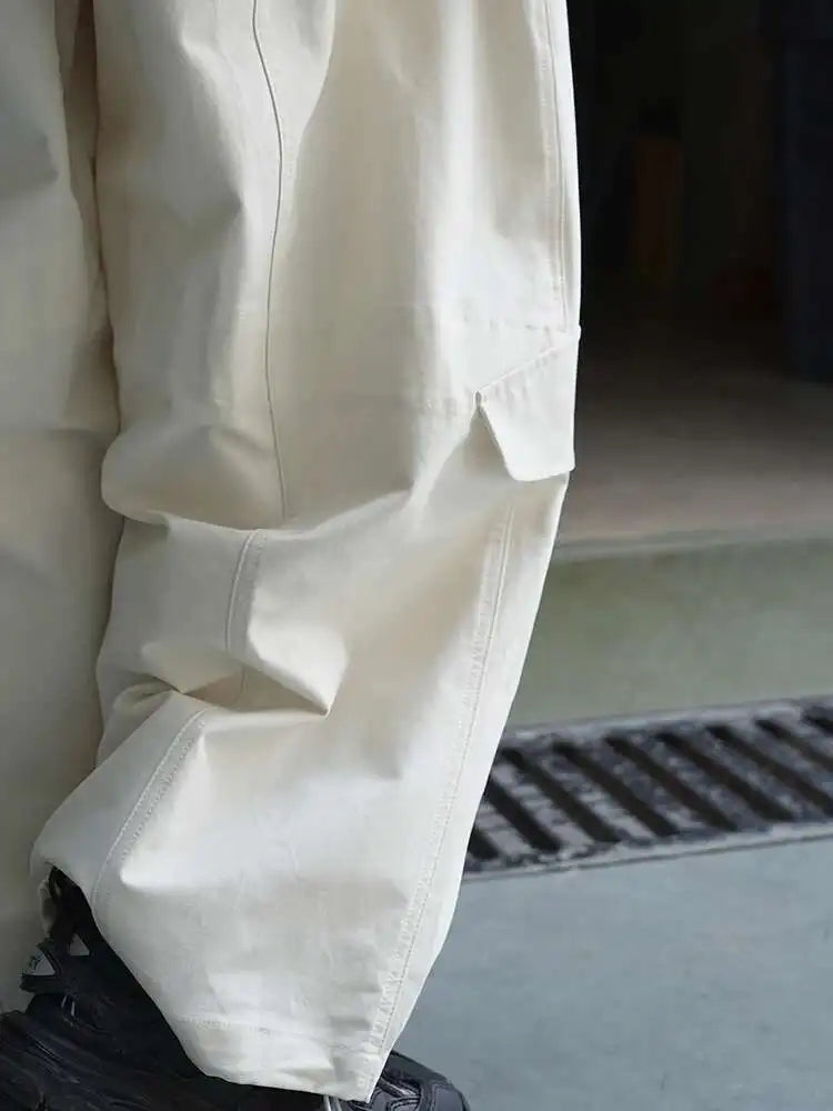 High Waist Blue White Brief Pocket Wide Leg Casual Pants New Trousers Women Fashion Tide Spring Autumn 2025 1DH9590