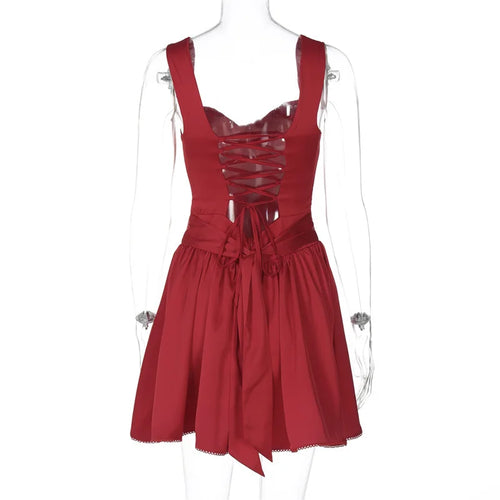 Load image into Gallery viewer, Red Backless Sexy Mini Dress Women Summer New Sleeveless Backless High Waist A-line Club Party Elegant Dress 2025
