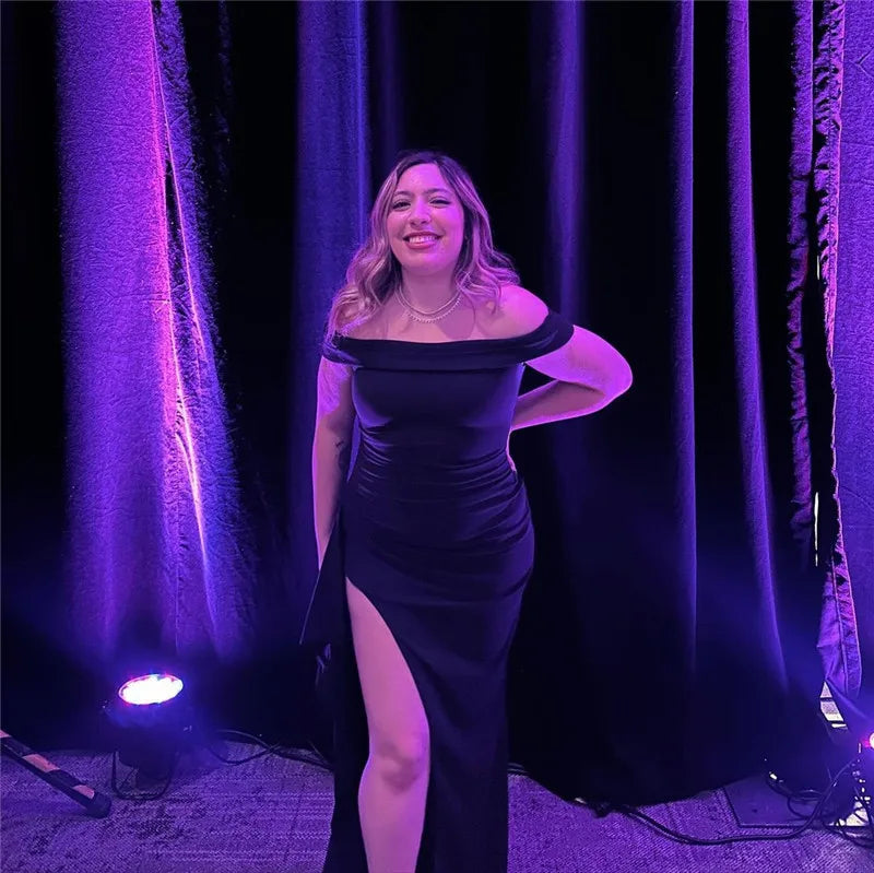 Elegant Off-shoulder High Split Maxi Dress Women Fashion Strapless Sleeveless Backless Bodycon Club Party Sexy Dress